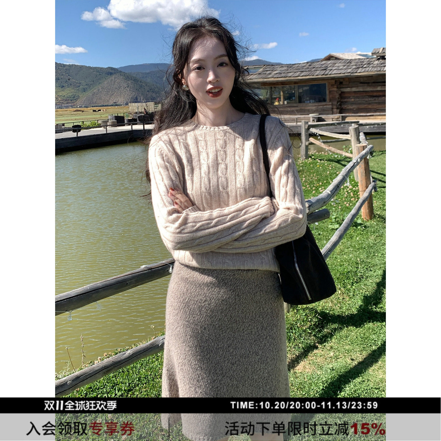 【10/20 20:00秋冬上新】SYT自制10羊绒90羊毛老钱风绞花圆领毛衣