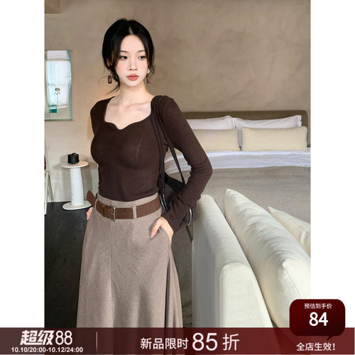 SYT自制u型方领显瘦针织衫上衣