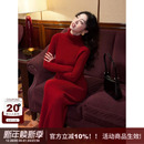 SYT扛起球百搭毛衣打底裙女秋冬新款 显瘦加厚高领针织连衣裙 修身