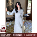 修身 亮片圆领含羊毛灯笼袖 SYT自制 显瘦针织连衣裙 暖意相拥