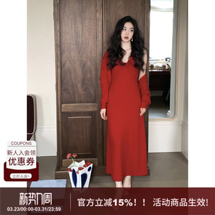 连衣裙套装 SYT自制 显瘦A字针织开衫 高级感华夫格高品质修身 秋季