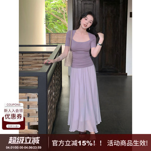 型显瘦中袖 方领T恤上衣女 纯色通勤风简约休闲长绒棉修身 SYT自制