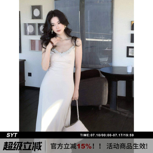 SYT自制蕾丝拼接吊带连衣裙