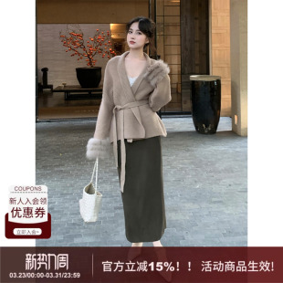 SYT自制 复古高级感巨跑量拼接显瘦百搭高腰针织半身裙直筒裙子