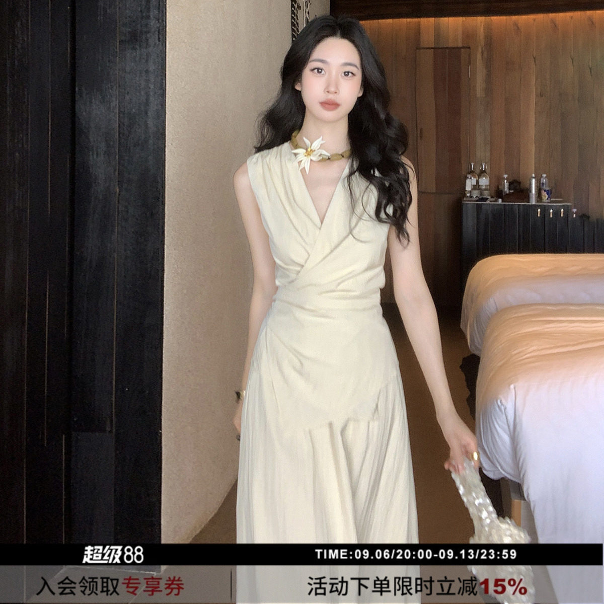 棉质简约无袖套装连衣裙图片