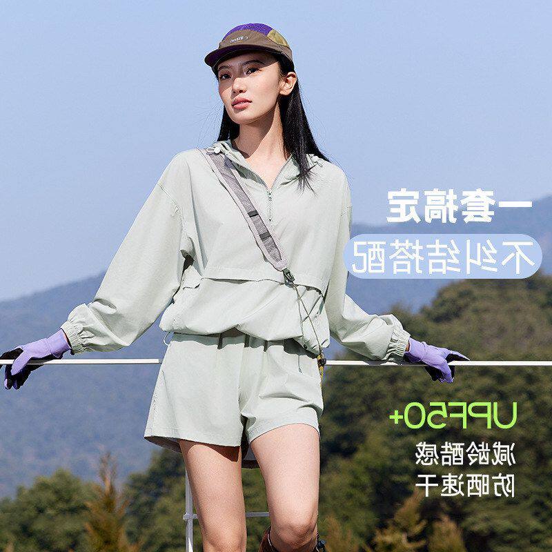 短裤洋气轻薄透气外套防晒休闲运动套装宽松两件套套装女夏防晒