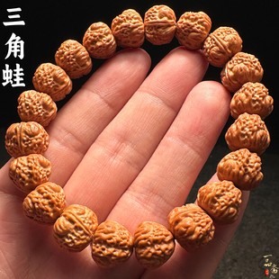 三角蛙蛤蟆头猴头手串高端精品原皮原色文玩核桃雕刻男士手链男款