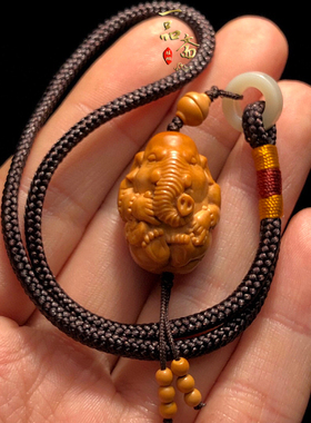 大象神手把件橄榄核单籽