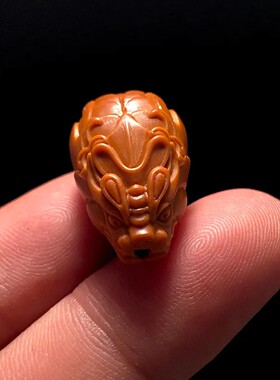 貔貅橄榄核三通文玩配饰男士手串佛头手链配件配珠核雕一体精雕刻