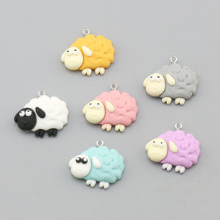 DIY饰品配件 树脂仿真卡通动物小绵羊挂件钥匙扣包包车挂吊坠吊饰