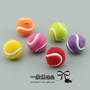 DIY饰品配件仿真彩色网球套装挂件合金钥匙圈钥匙扣运动体育礼品