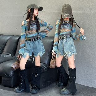 女童夏装爵士舞演出服儿童街舞潮服装春秋洋气套装2025新款中大童