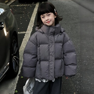 2025冬季新款女童羽绒服童装90白鸭绒儿童男连帽短款加厚保暖外套