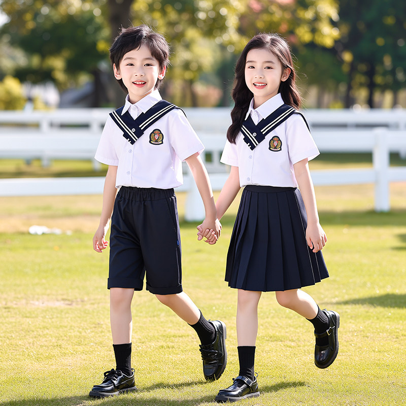 六一学院风儿童演出服男女小学生大合唱表演服夏季海军风毕业班服