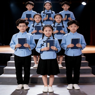 幼儿园表演江姐学生民国时期合唱演出五四青年装传统满江红中山装