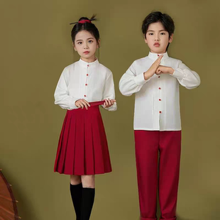 儿童红歌合唱服男女童口才演讲朗诵江姐红梅赞表演服装运动会服装