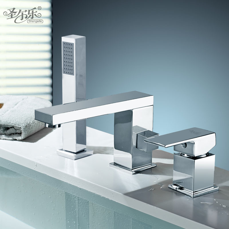 浴缸水龙头3孔冷热抽拉花洒套装