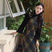 加绒加厚格子冬装 冬季 保暖少女优雅显白 旗袍2025新款 迷森格新中式