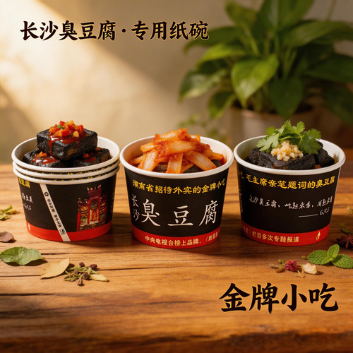 圆形纸碗老长沙臭豆腐碗商用定制