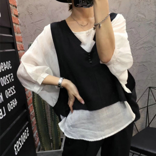 欧洲站夏季套装女时尚三件套2022新款小心机宽松社会女神欧货潮薄