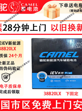 骆驼新能源辅助蓄电池38B20LX比亚迪元PLUS下固定专用46B24LX