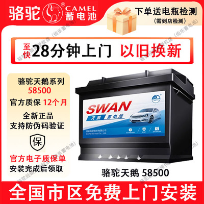 骆驼天鹅蓄电池58500适配于五菱之光荣光原装汽车电瓶12V48AH