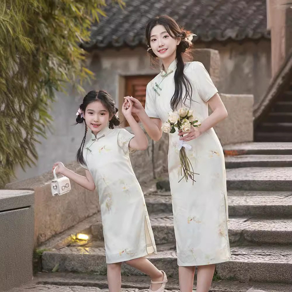 夏季母女新中式改良旗袍连衣裙子