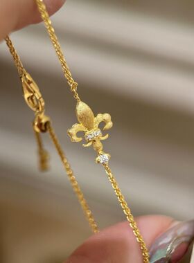 鸢尾花拉丝手链S925纯银复古宫廷风轻奢高级百搭时尚复古花朵手链