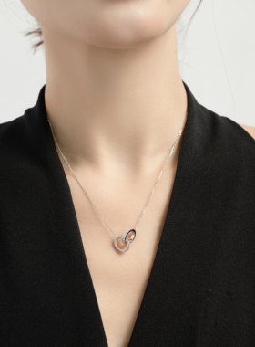 Lucky K 夏季新款圆环双扣链坠女款ins风银项链