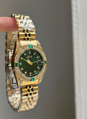 IEKE品牌正品高颜值轻奢复古手表女款时尚显白满钻时装石英腕表女