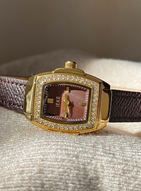 IEKE优雅女士镶钻轻奢高颜值手表女式皮带休闲简约文艺风学生腕表