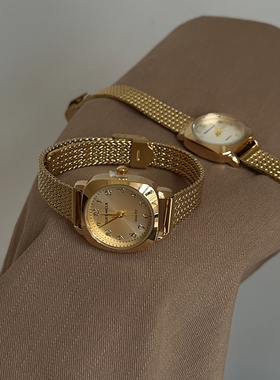 复古agate金色麦穗带手表女款小众轻奢高级时尚气质潮流小巧精致