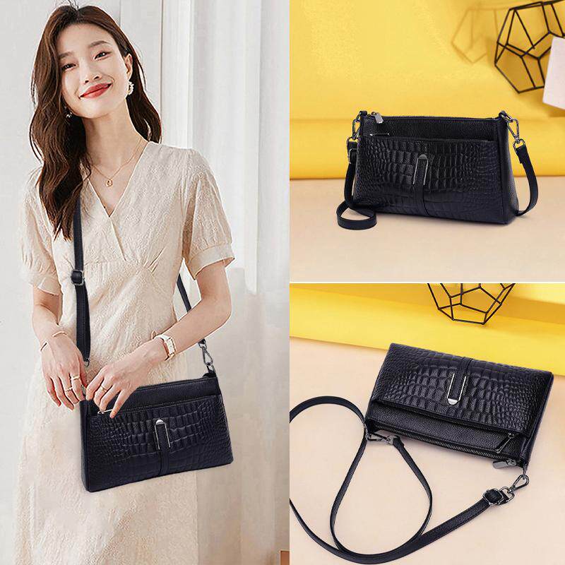 玛茜皮尔真皮女包2026新款鳄鱼纹时尚休闲百搭简约单肩包斜挎包包