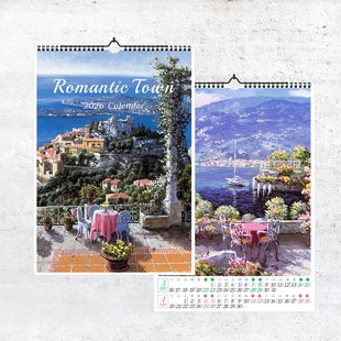2026年挂历 欧洲小镇水彩画日历多尺寸按需定制生产A4A3A2A1巨幅