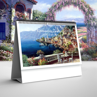 2026年欧洲小镇台历定制朴宋心水彩意大利地中海插画日历8寸10寸