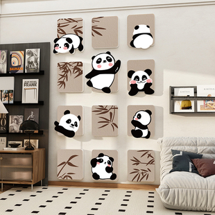 饰网红出租屋改造点缀氛围布置 熊猫电视机背景墙卧室客厅墙面装