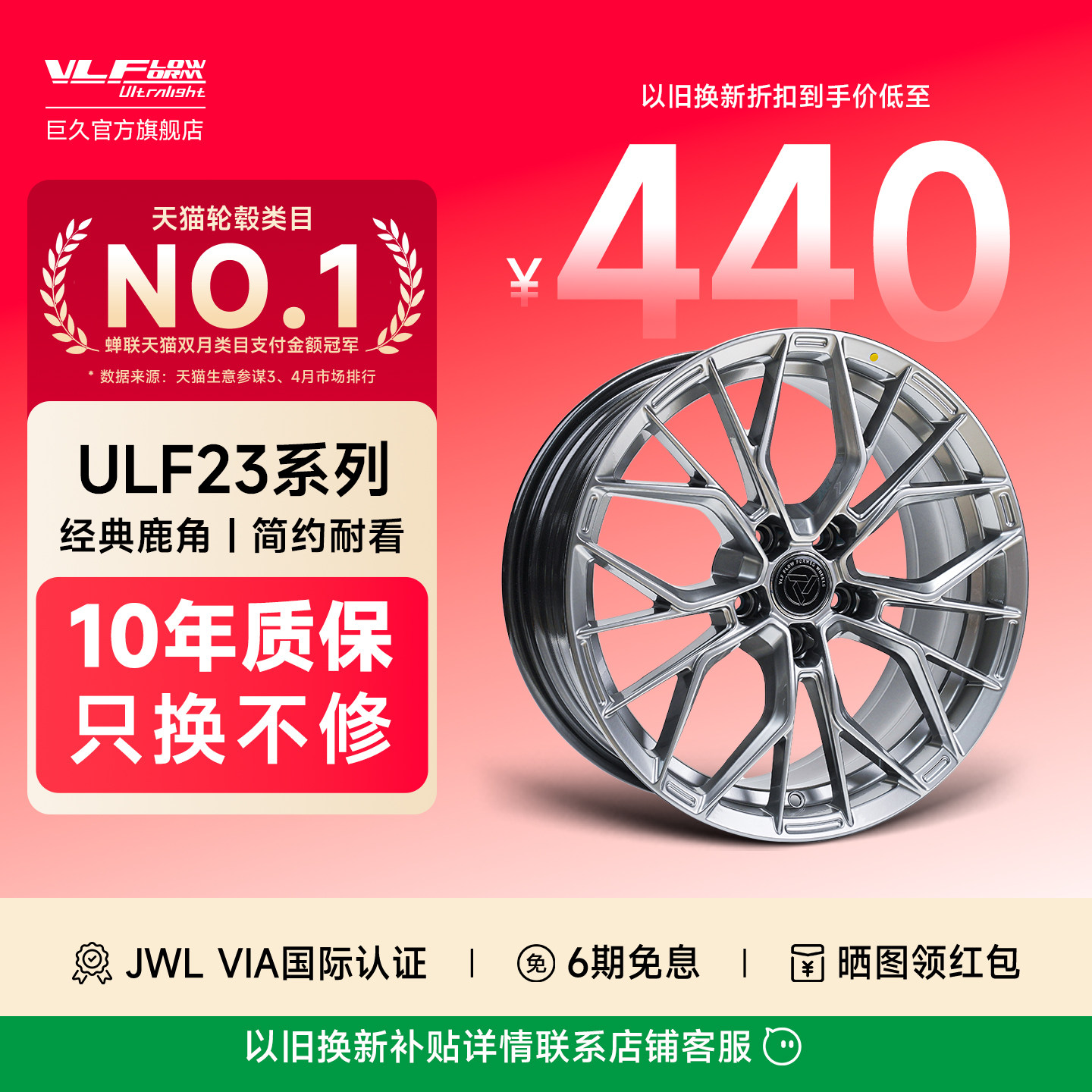 巨久ULF23旋压轮毂适用领克高尔夫思域奥迪长安宝马马自达领克等