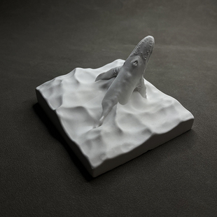 鲸鱼摆件桌面书架装饰艺术石膏雕塑商业陈设道具节日礼物扩香石