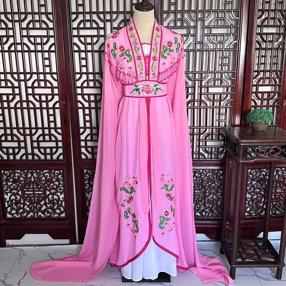 越剧戏剧戏服黄梅戏粤剧新款古装花旦小姐绣花水袖假云肩长披女披