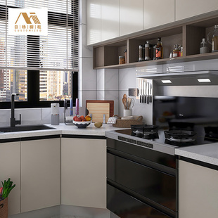 上海工厂全屋定制整体橱柜小户型形厨房上门翻新改造石英石橱柜门