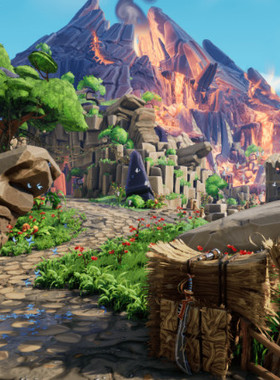 虚幻UE5 卡通风LowPoly风场景-神秘岛屿海岛火山小镇素材