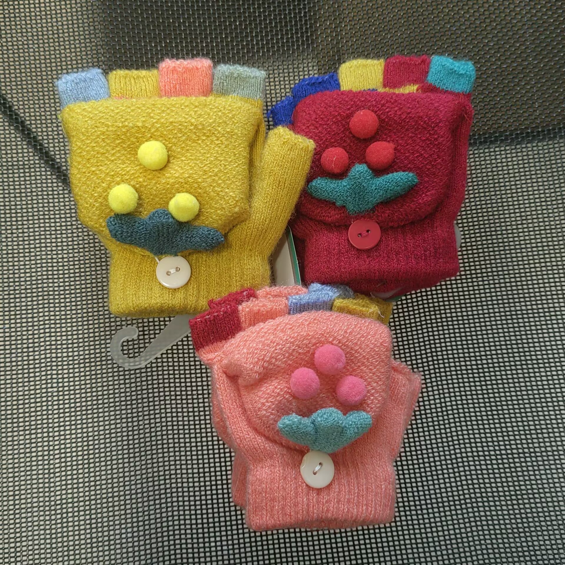 儿童可爱卡通毛线针织保暖手套