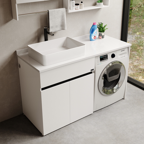 蜂窝铝台上盆洗衣机柜一体阳台洗衣机柜组合洗衣池洗脸盆伴侣定制