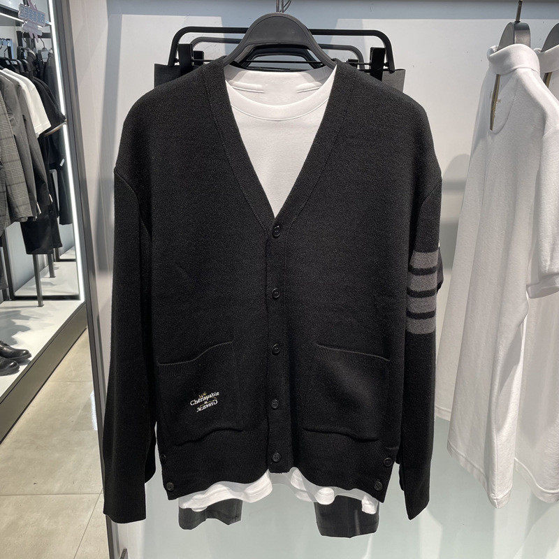 针织衫开衫男春秋款V领韩版潮牌百搭休闲修身毛衣外套B1EAB3203