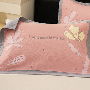 高端全棉纱布枕巾盖纯棉枕头巾一对成人家用防头油防口水盖巾垫巾