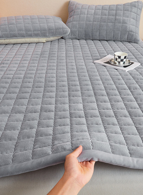 冬季牛奶绒床盖单件加厚法兰绒铺盖榻榻米防滑垫子绒毯床单三件套