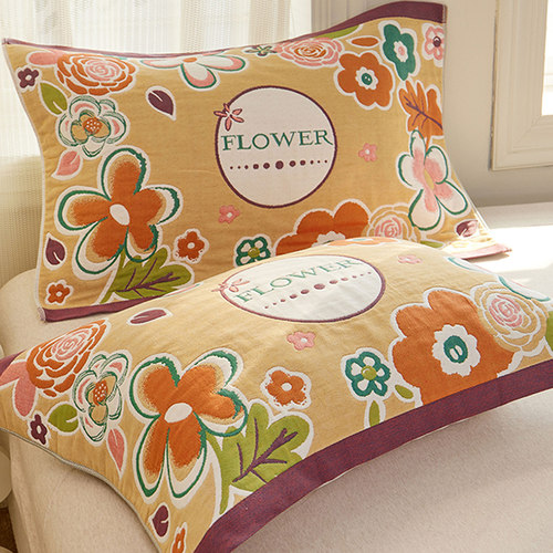 A类全棉纱布枕巾一只对装防头油