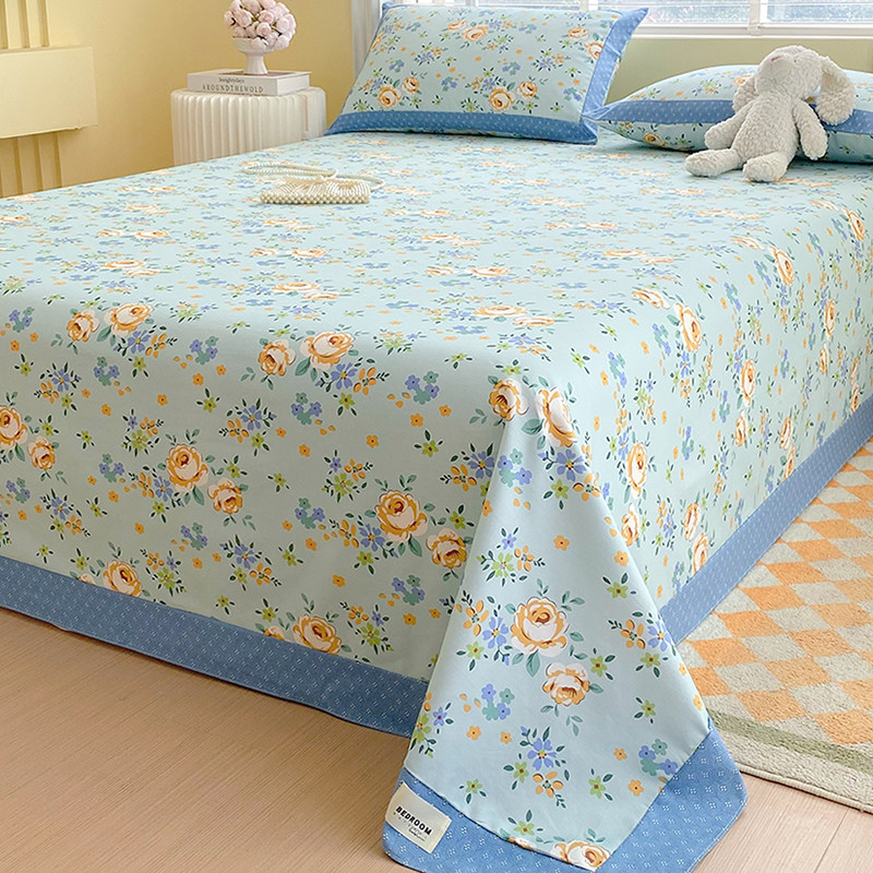 全棉老粗布床单单件加厚被单夏季家用防滑纯棉粗布凉席炕单三件套