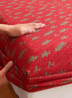 马年纯棉双层纱床笠新年大红色全棉床罩全包床单罩床垫保护套新款