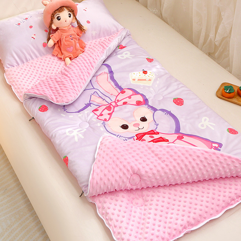 冬季儿童豆豆绒防踢被秋冬宝宝加厚睡袋被子中大童睡觉神器小学生